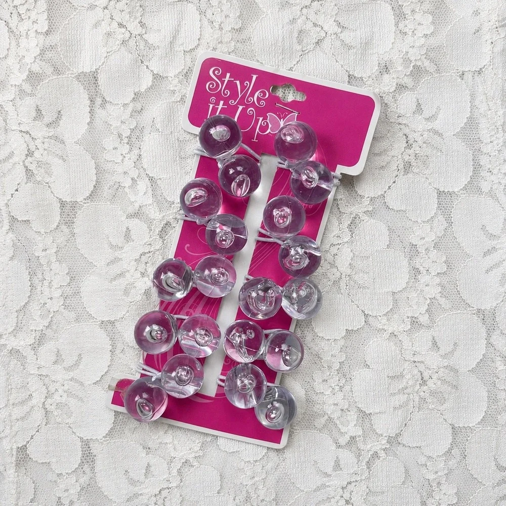 Vintage Style it Up Clear Ball Hair Bobbles Ties 8 Sally girls pony tail holders